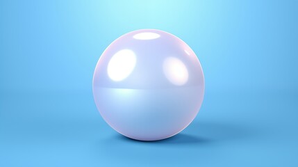 Glossy White Sphere with Reflection on Blue Background - Abstract 3D Rendering