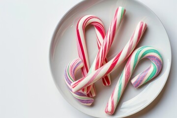 Fototapeta premium Glossy Glazed Christmas Candy Canes Adorning Alluring Glass Bowl