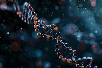 DNA structure model on black background. Abstract background