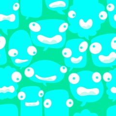 Cartoon monsters seamless text bubble pattern for wrapping paper and fabrics