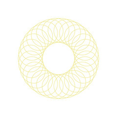 An abstract transparent circular spiral shape design element.