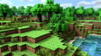 game location in 3D pixel art style