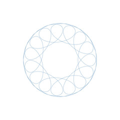 An abstract transparent circular spiral shape design element.