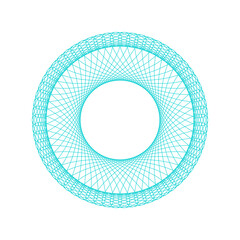 An abstract transparent circular spiral shape design element.