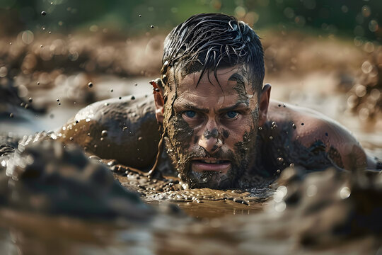 man in mud obstacle course