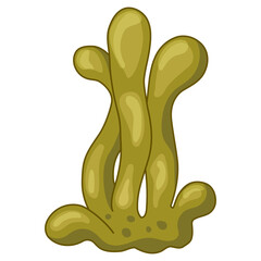 Underwater green seaweed waves, algae on a white background. Vector illustration of ocean algae, marine underwater flora for prints, textiles, clothing design, prints, cards, stickers