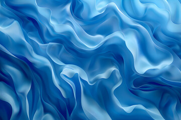 Obraz premium Soft transparent cloth waves. Blue fabric with soft waves. Abstract blue fabric wavy folds. Modern luxury silk wave drapes background. 