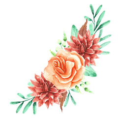 straight flowers watercolor arrangement