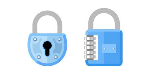 Pair Of Safety Padlocks in Flat Style Vector Illustration.
