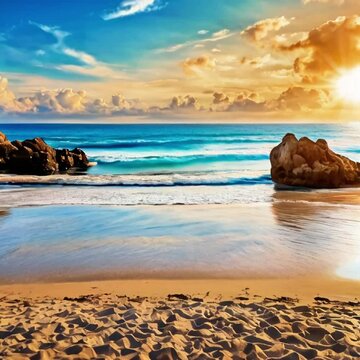 pemandangan pantai yg indah di sore hari