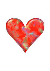 red heart marbled with 3D effect, modern abstract design, popular symbol of love