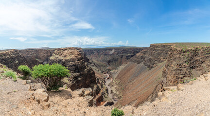 Earth crack canyon at Afar triangle panorama, Tajourah Djibouti