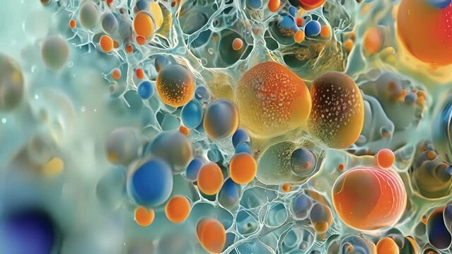 An intense microscopic view of elongated apical meristem cells with constantly dividing nuclei the source of plant growth.
