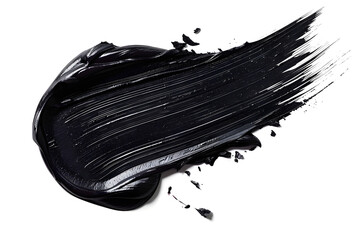 Cosmetic lipstick abstract stroke isolated on white background. Swatch, sampler of lipstic, tint or blusher. Cream makeup texture. Bright black color cosmetic product brush stroke swipe sample