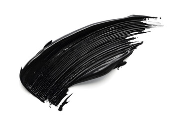 Cosmetic lipstick abstract stroke isolated on white background. Swatch, sampler of lipstic, tint or blusher. Cream makeup texture. Bright black color cosmetic product brush stroke swipe sample