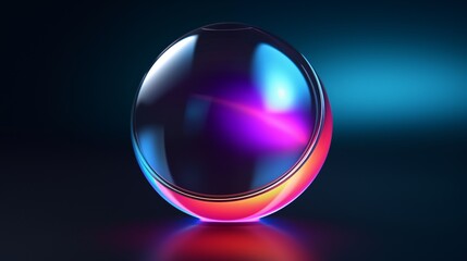 Colorful Glowing Sphere with Neon Lights and Gradient Reflections