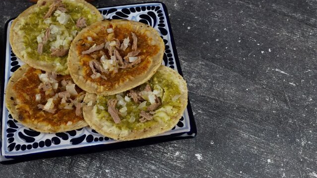 Mexican gastronomy chalupas from Puebla, Travel shot rigth