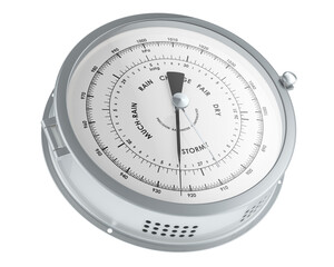 Barometer, silver color. 3D rendering isolated on transparent background