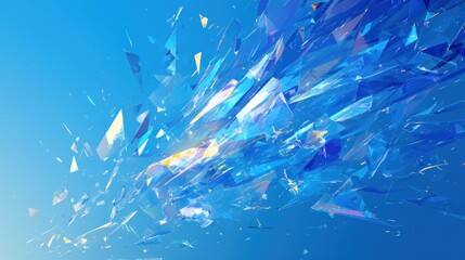 Fototapeta premium Fragmented Glass Shards Blue Background