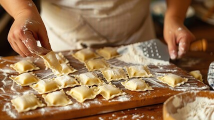Making Ravioli: A Close-Up of Fresh Pasta