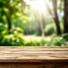 Fototapeta premium wooden bench display in the middle of the forest
