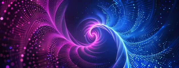 Abstract Flowing Glowing Spiral Lines of Vibrant 
 Neon Colors On Dark Color Gradient in Dynamic Curved Patterns Background Banner 
