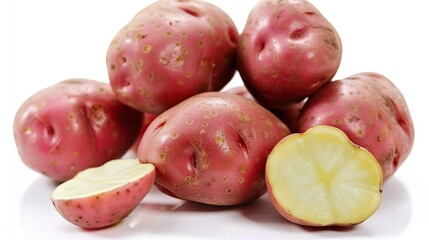 Red Potatoes on a White Background