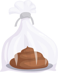 Big steamy pile of dog poop is sitting in a tied off plastic bag