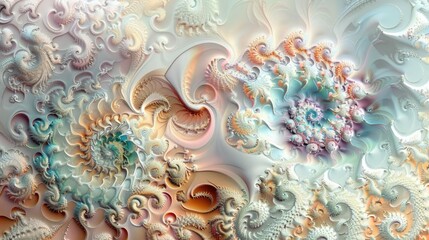 Fractal Design with Soft Pastel Colors and Vintage Patterns