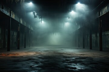 Abstract; Grunge Aesthetics; Concrete Floor; Enigmatic Fog; Artistic; Mystery; Atmospheric; Dark; Texture; Background; Urban; Ephemeral; Moody; Industrial; Surreal; Ambiance; Desolate; Gritty; Urban