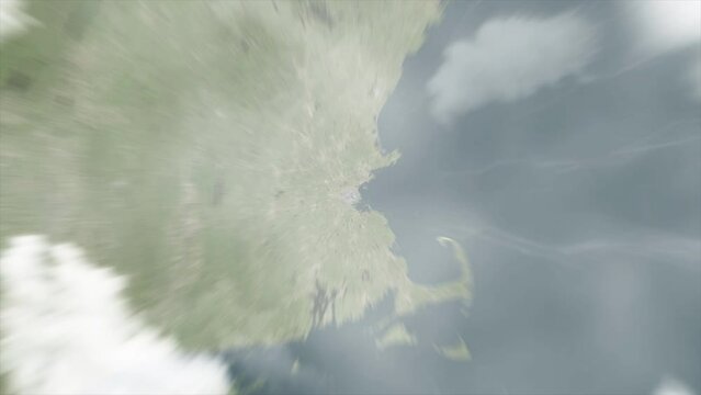 Zoom from space on Boston - Massachusetts - USA - Zoom in and Zoom out