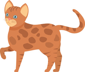 Cartoon illustration of a bengal cat standing with a raised paw