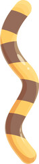 Long candy cane with yellow and brown stripes making an s shape, traditional christmas candy