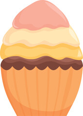 Illustration featuring a cupcake with yellow and pink frosting, evoking sweetness and indulgence