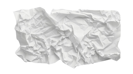 White crumpled and creased paper on white background 