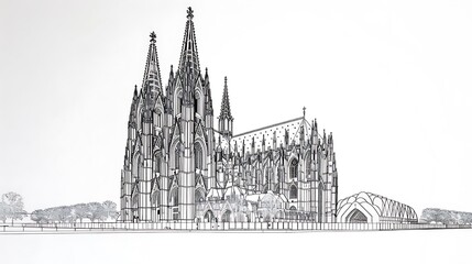 Fototapeta premium illustration, vector, architecture, landmark, travel, outline, famous, building, drawing, line, tourism, tower, design, monument, paris, art, isolated, construction, city, landscape, panorama, poster,