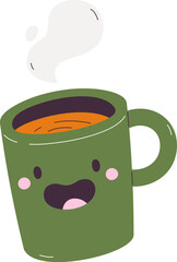 Hot Tea Cartoon Character