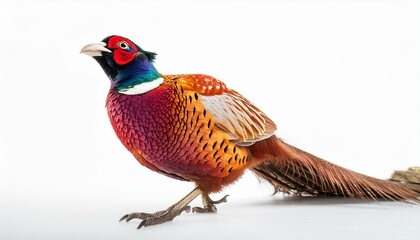 Colorful pheasant on white background