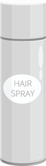 Simple illustration of a gray aluminum hair spray bottle standing up on a white background