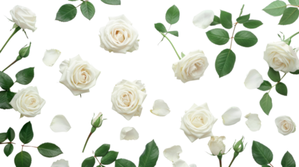 White roses on white background
