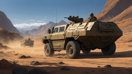Game art vehicle in the desert