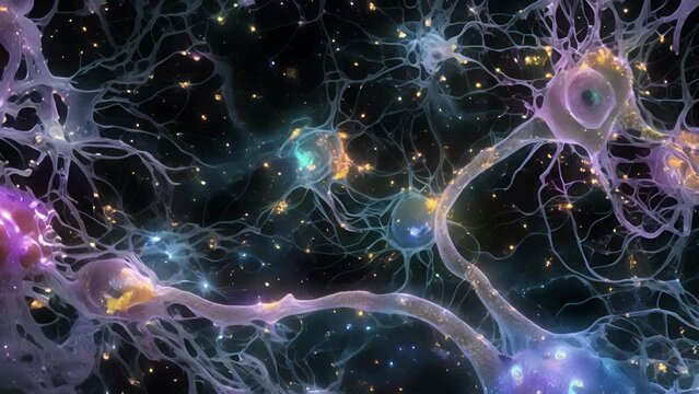 A stained sample of neuroglia cells showcasing their various shapes and sizes highlighting their versatility in providing support to different regions of the nervous system.