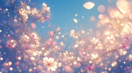 Dreamy Spring Bokeh with Sparkling Pastel Petals