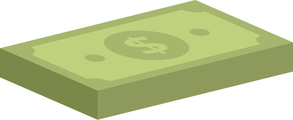 Isometric illustration of a stack of dollar bills with the top bill facing up