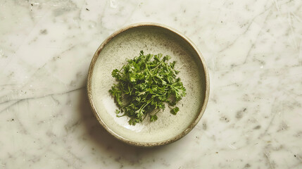 small saucer with dried chervil spice