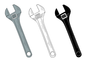 Adjustable wrench Vektor Illustration isolated on white background