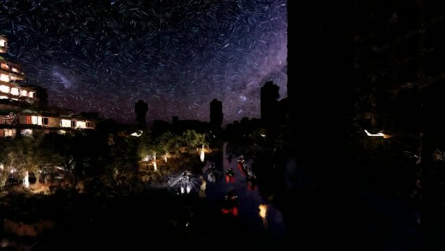 city skyline with paint style 3d render