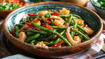 Stir-Fried Green Beans with Shrimp and Chili Peppers