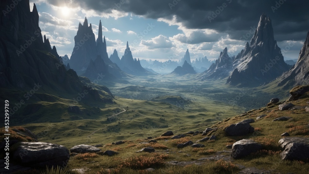 Wall mural Beautiful wallpaper dark fantasy mountains