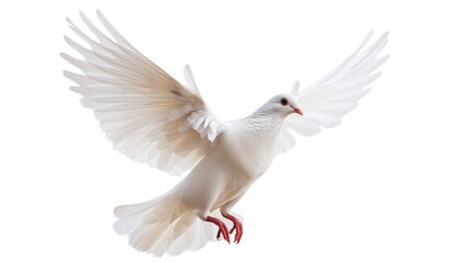 White dove pigeon bird isolated on white wallpaper background
